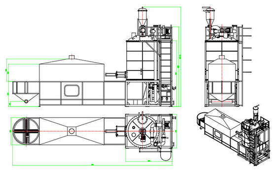Automática azul / verde EPS EPU espuma pré-expansor máquina sola externa da China com fluidzed cama seca